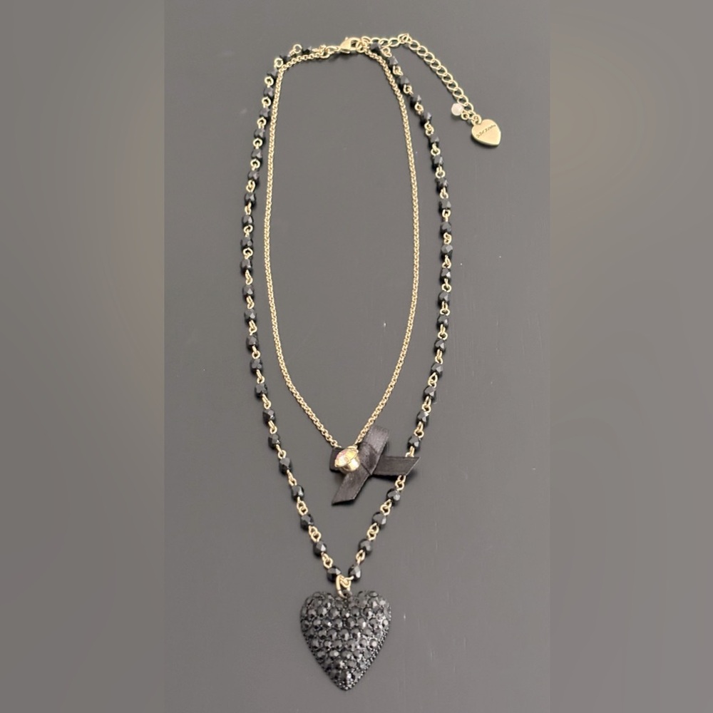 Betsey Johnson Black Heart Layered Necklace